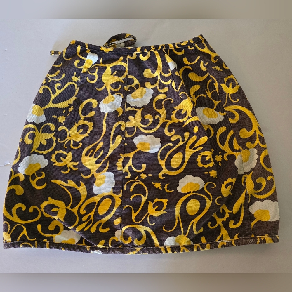 Vintage Lady Wrangler Yellow And Brown Vintage Wrap Skirt Cowgirl Retro Floral - Picture 2 of 7